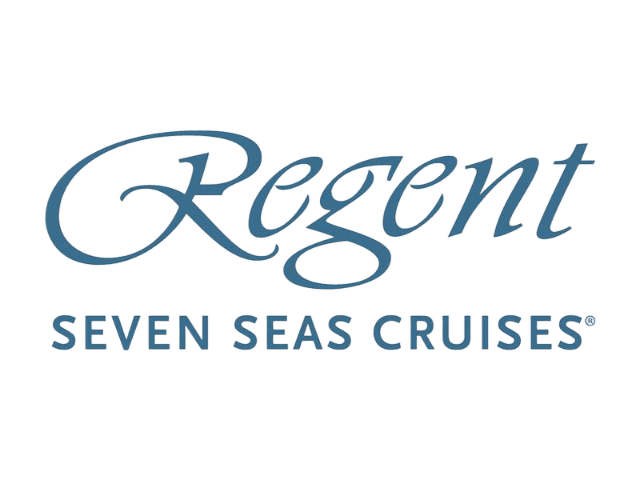 Regent Seven Seas Cruises logo with elegant typography and nautical theme, reflecting luxury and maritime heritage.