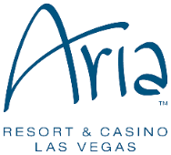 Aerial view of Aria Resort & Casino, Las Vegas, highlighting its sleek modern design.